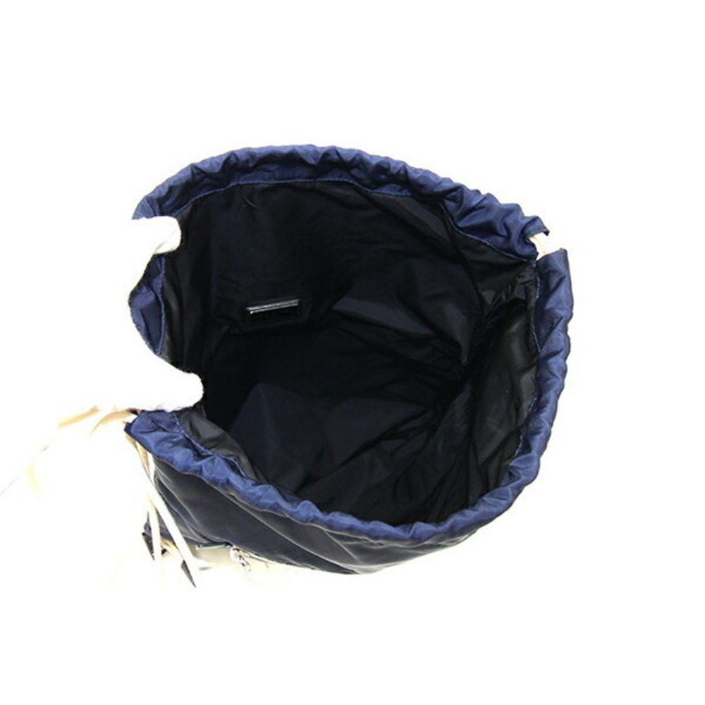 Prada Blue Knapsack Drawstring Backpack Nylon Lea… - image 3